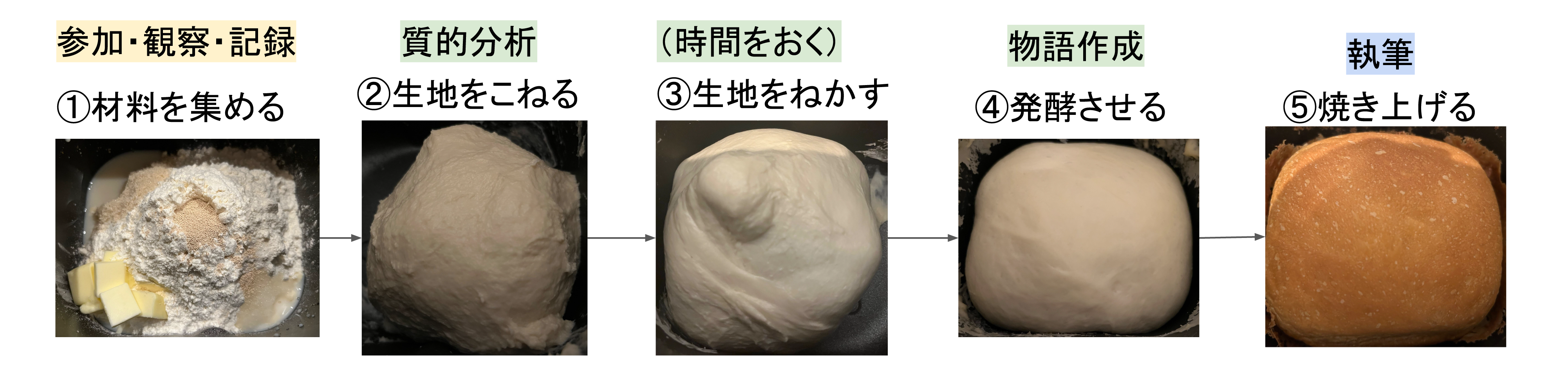 発酵思考としての質的分析プロセス：材料→こねる→寝かす→発酵→焼き上げる